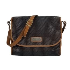 TED LAPIDUS Womens Vintage Designer Embossed Leather Crossbody Shoulder Bag